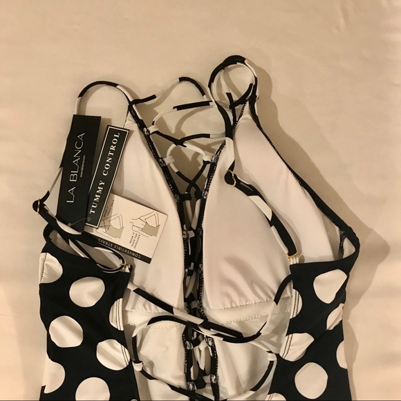 La Blanca black and white polka dot one piece - Picture 10 of 12